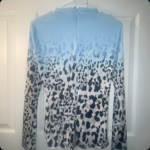 Calvin Klein Blue and Black Patterned Blouse - Picture 7 of 7